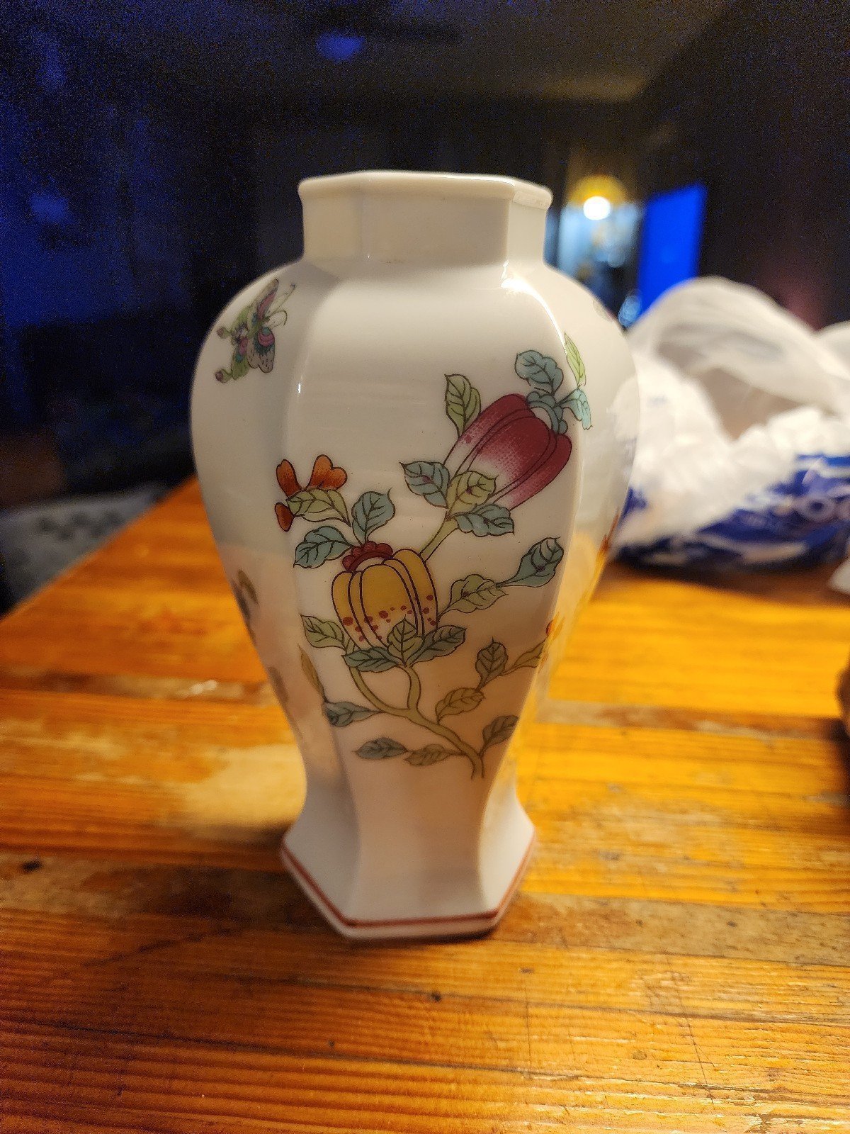 Vintage Elizabeth Arden Garden Bone China Hexagonal Ginger Jar Japan 6.75” Tall