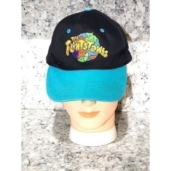 The Flintstones by Freshcaps 1 Size D&B Snapback Baseball Cap 1994 Blk/Aqua VTG
