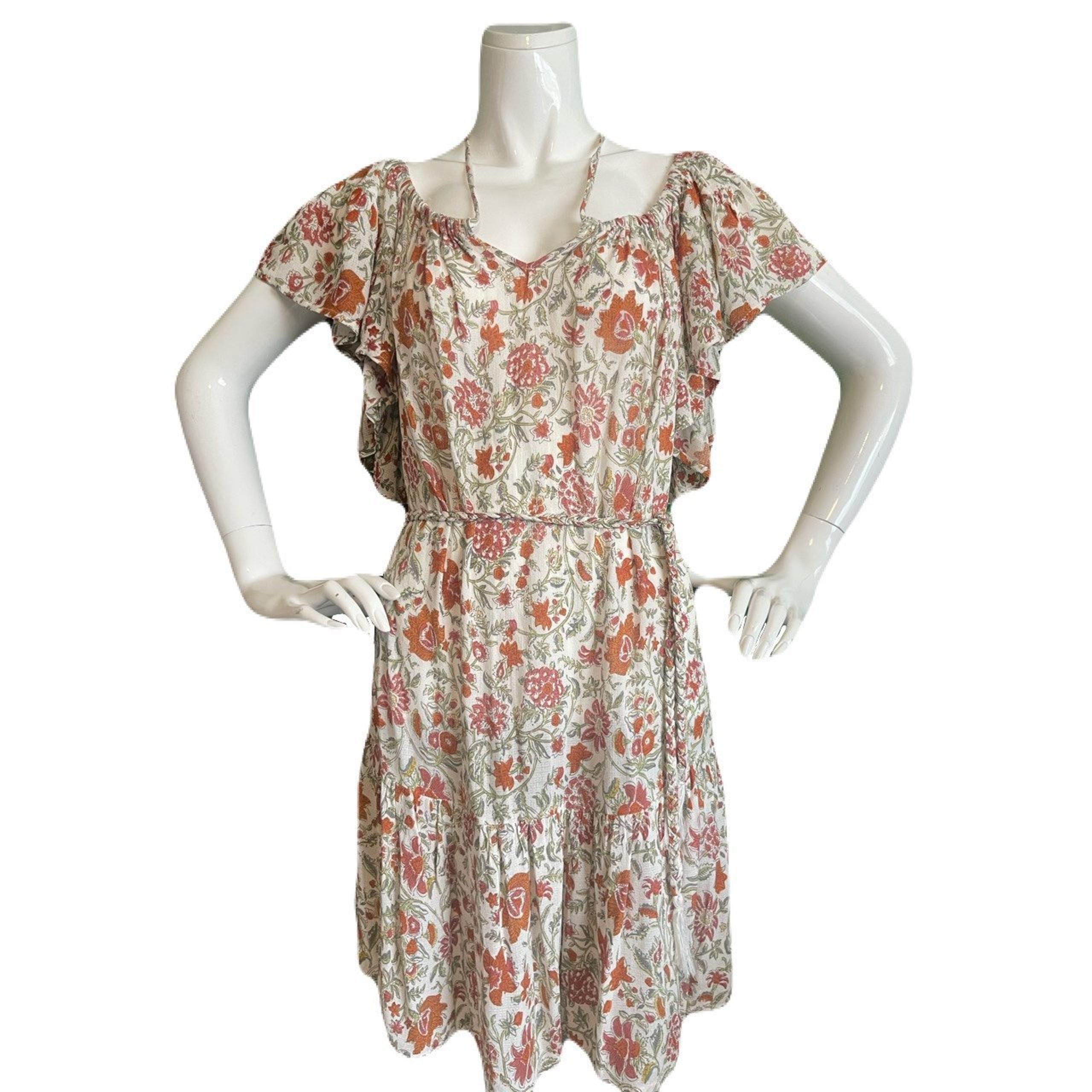 Rachel Zoe Flutter Sleeve Floral Boho Belted Mini Dress Small