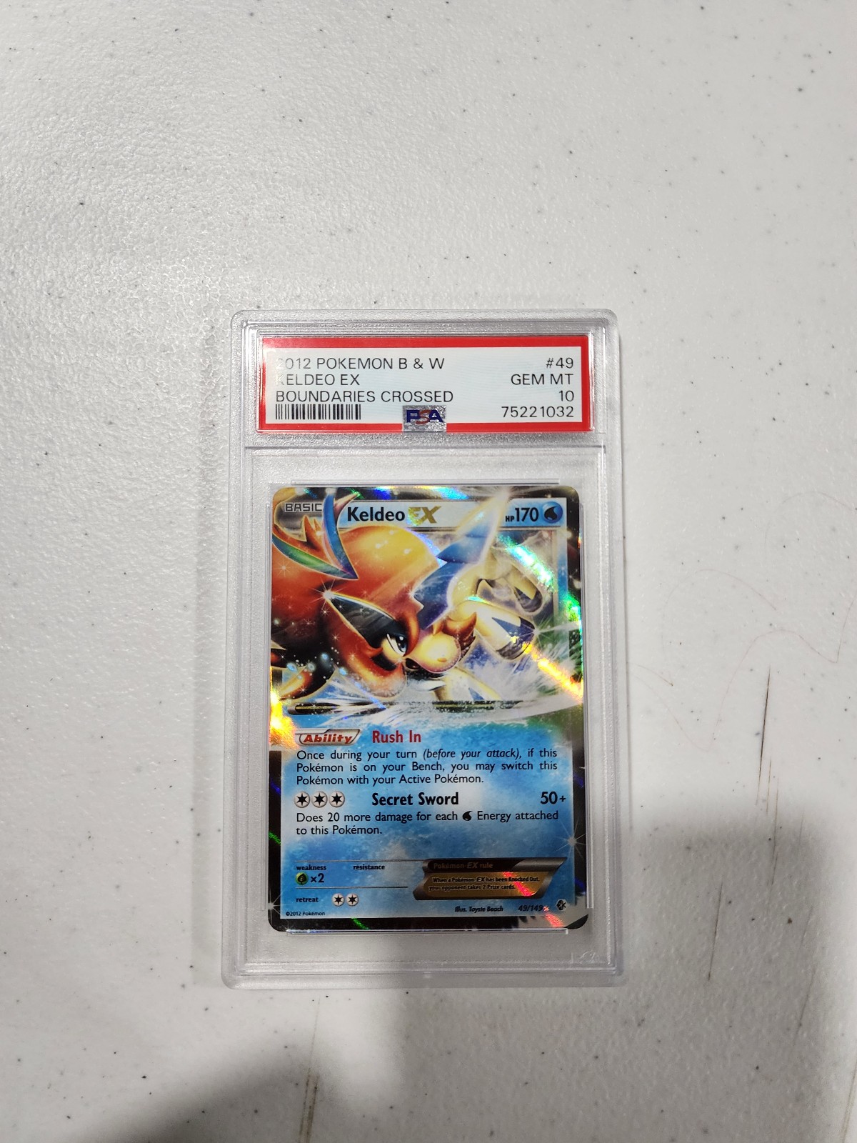 2012 Pokemon Keldeo EX 49/149 B&W Boundaries Crossed Holo GEM MINT PSA 10