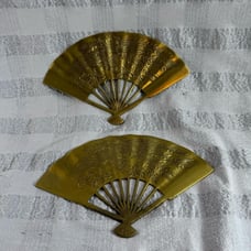 Vintage Brass Fan Phoenix Design Oriental Wall hanging Art decor 7 tall