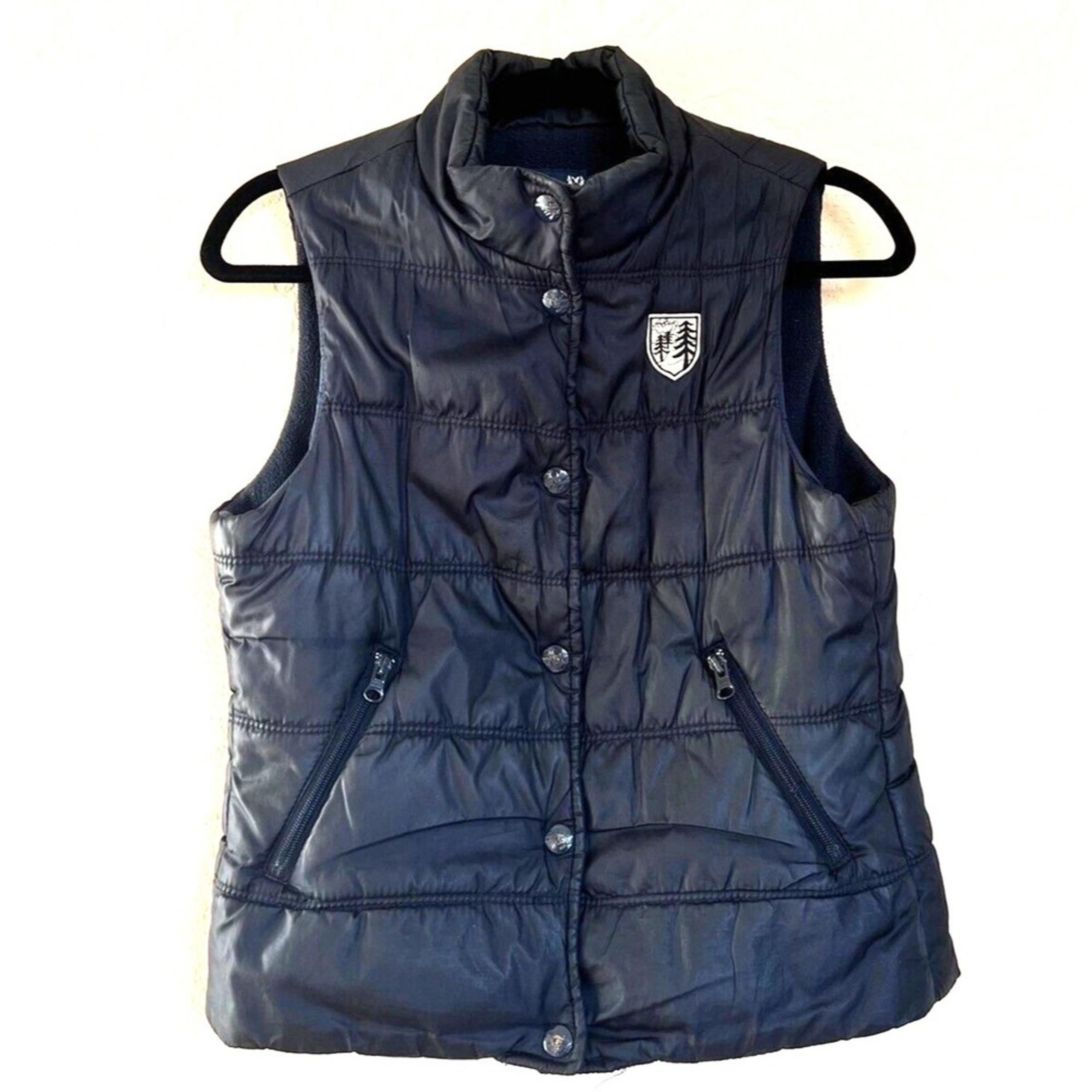 American Eagle Puffer Vest Women's Navy Blue Fleece Lined Size Small