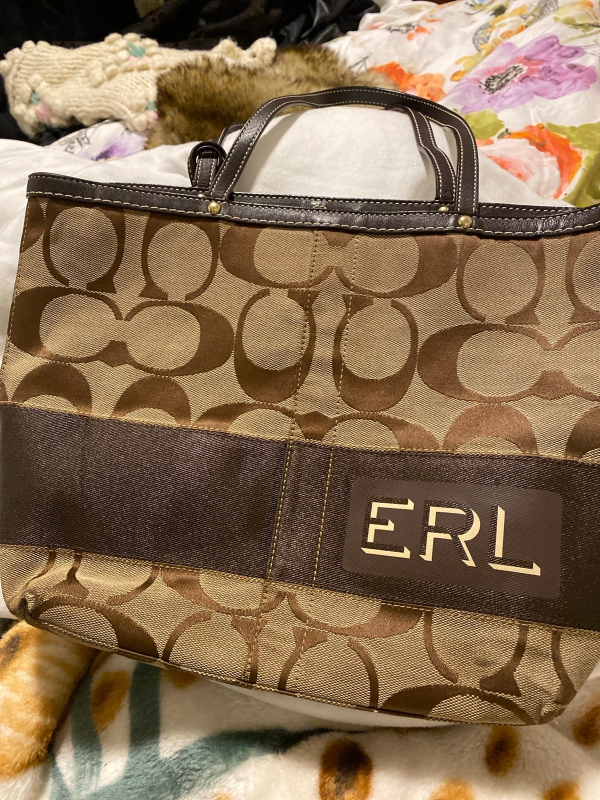 Coach bag like new! Initials ERL patch on front! Can be covered or removed.