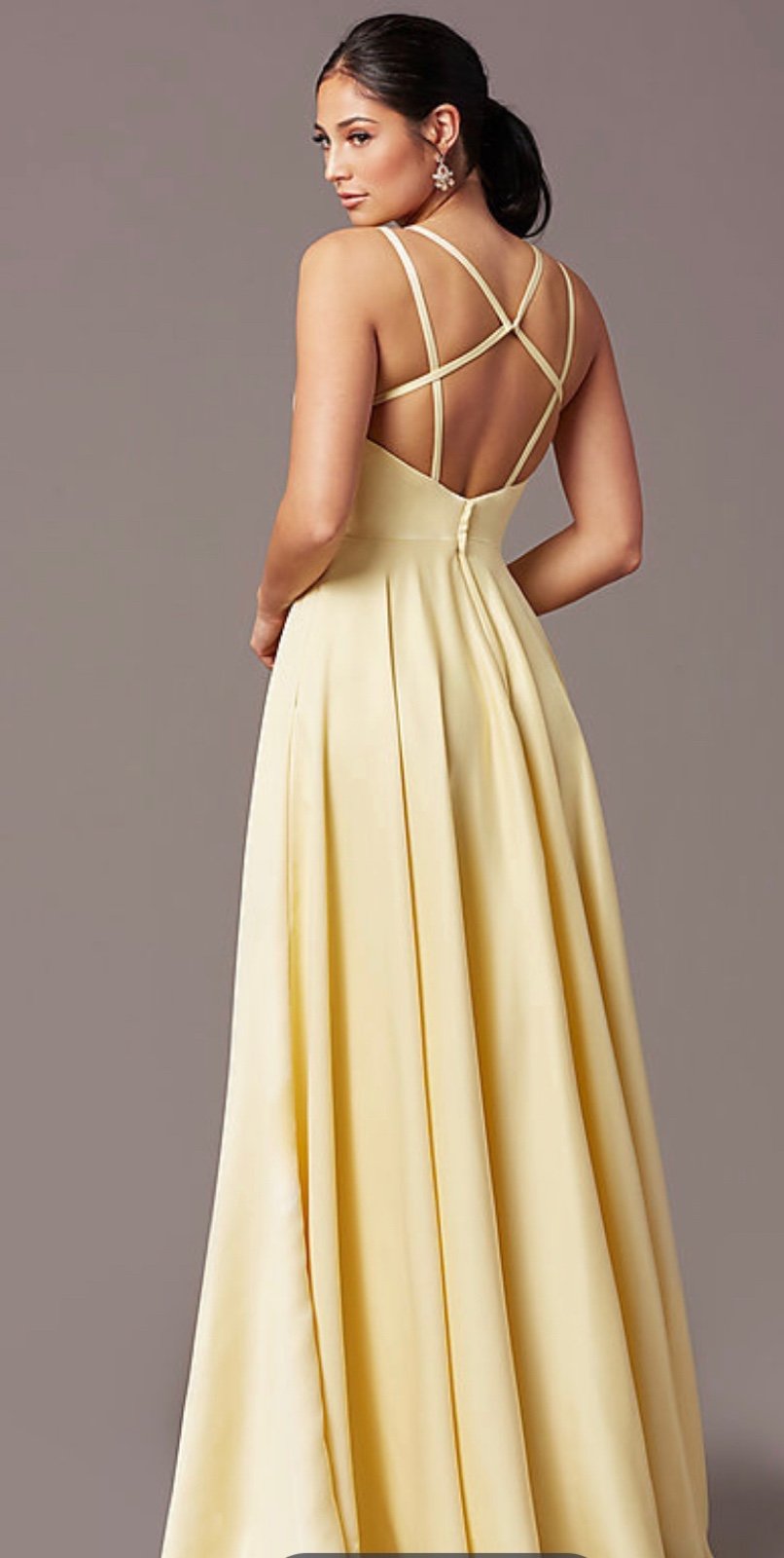 Long formal dress (daffodil color) perfect for bridesmaids