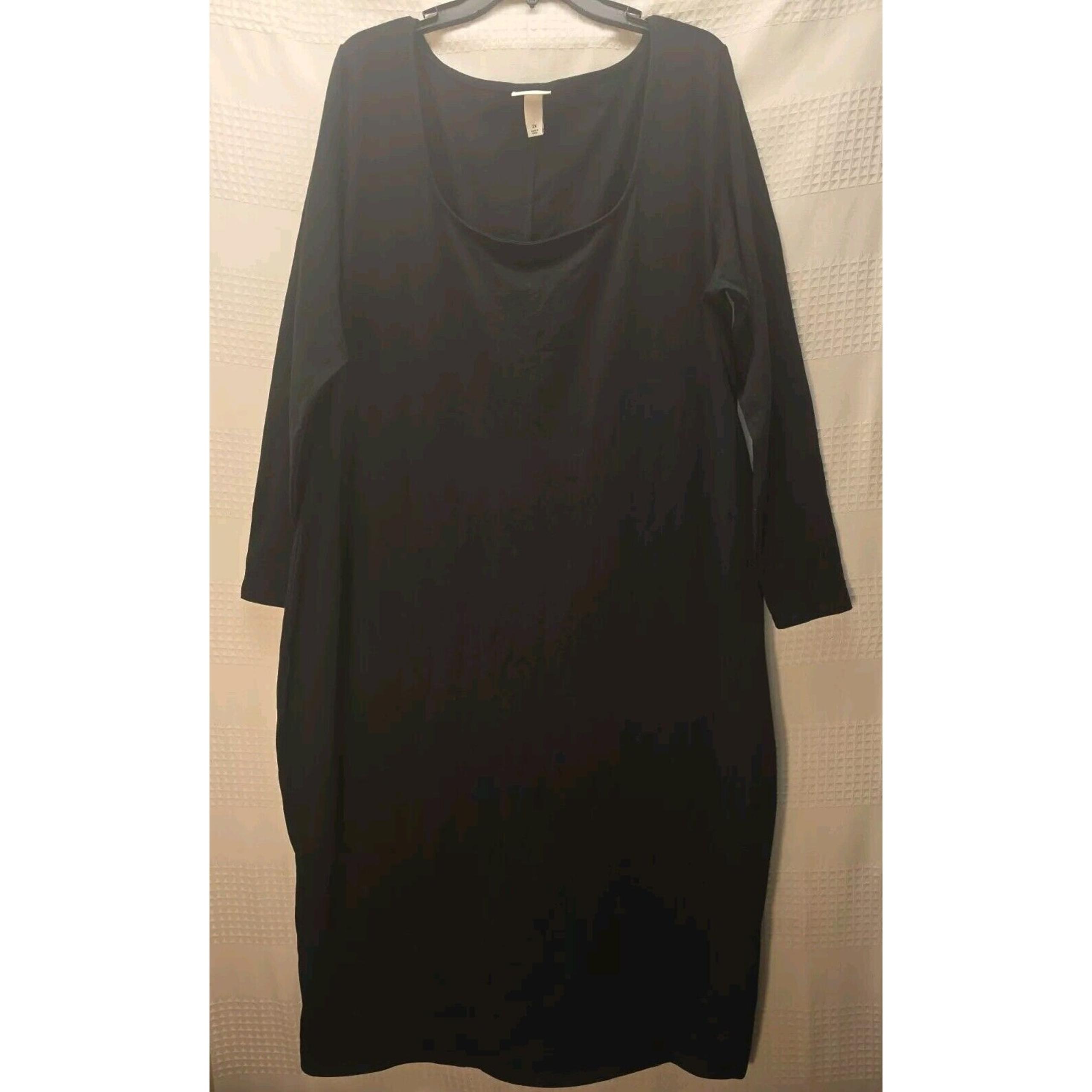 Ava & Viv Dress Womens Size 2x Midi Black Scoop Neck NWOT