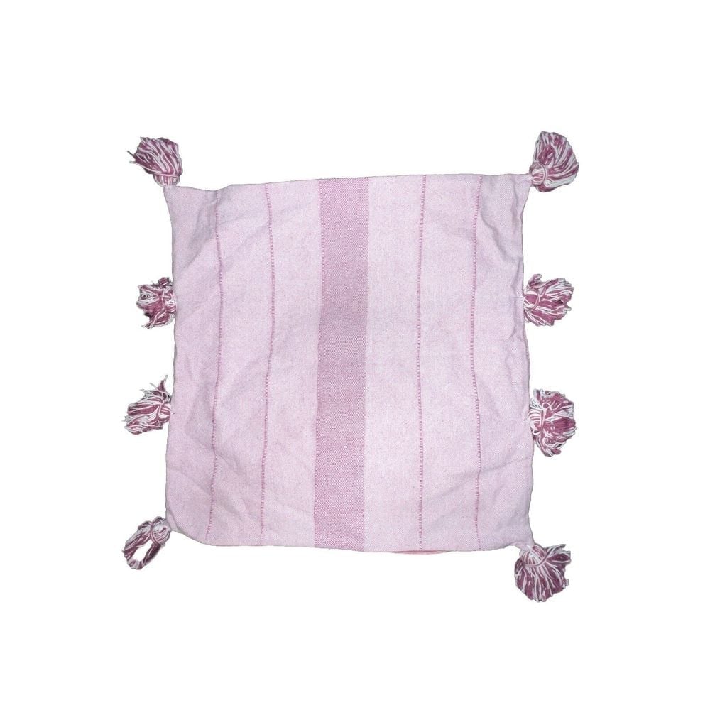 Set Of 2 Anthropologie Woven Indie Pillow Cover Sham Purple Stripe Fringe Cotton