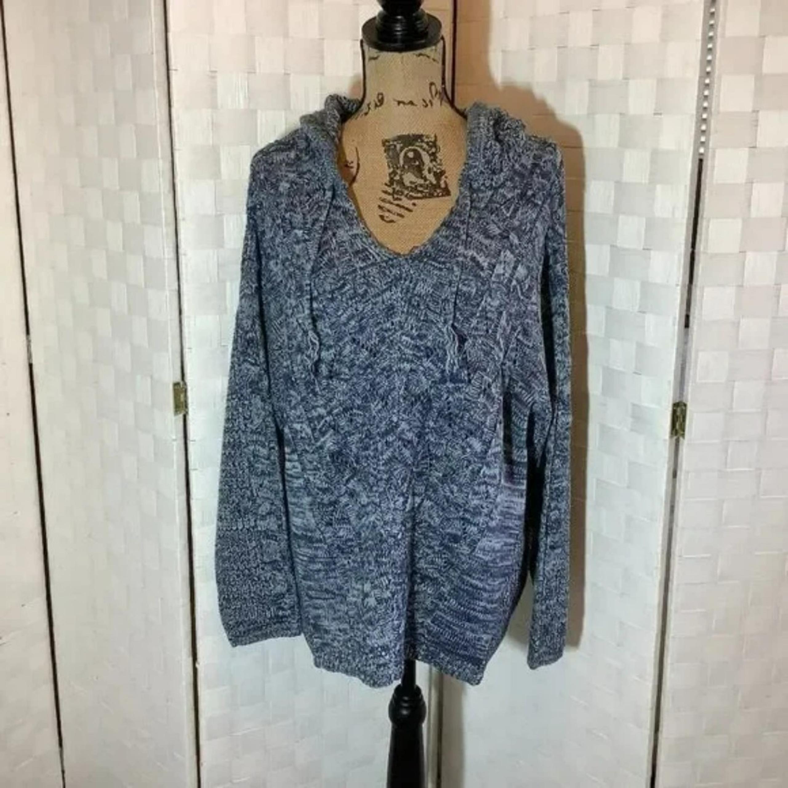 American Rag Blue knit hooded sweater size XL