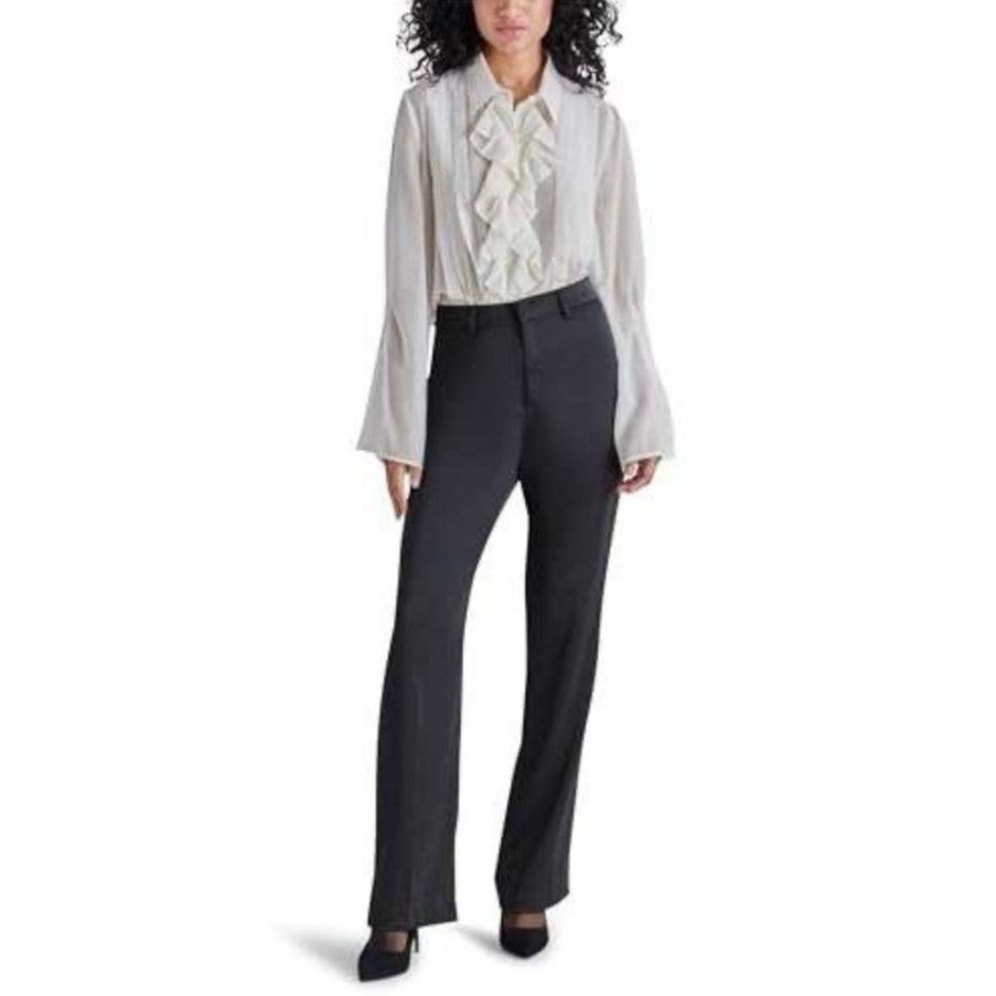 NWT Steve Madden Ivory Beige Ruffle Top Aurora Long Sleeve Work Blouse X Large