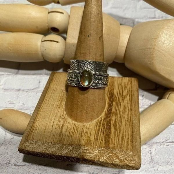 Labradorite Sterling Silver Spinner Ring Size 11