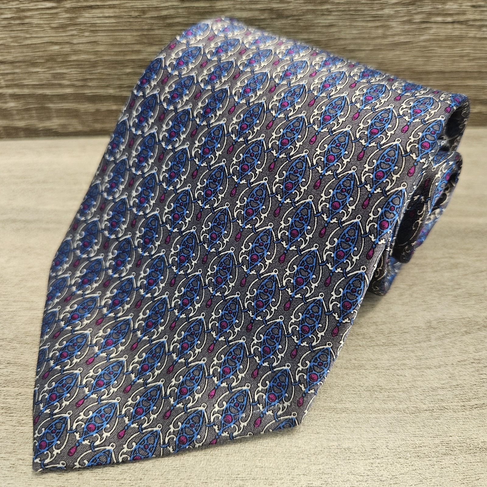 STEFANO RICCI MEN'S TIE BLUE/GEOMETRIC Width: 3.75 Length: 58