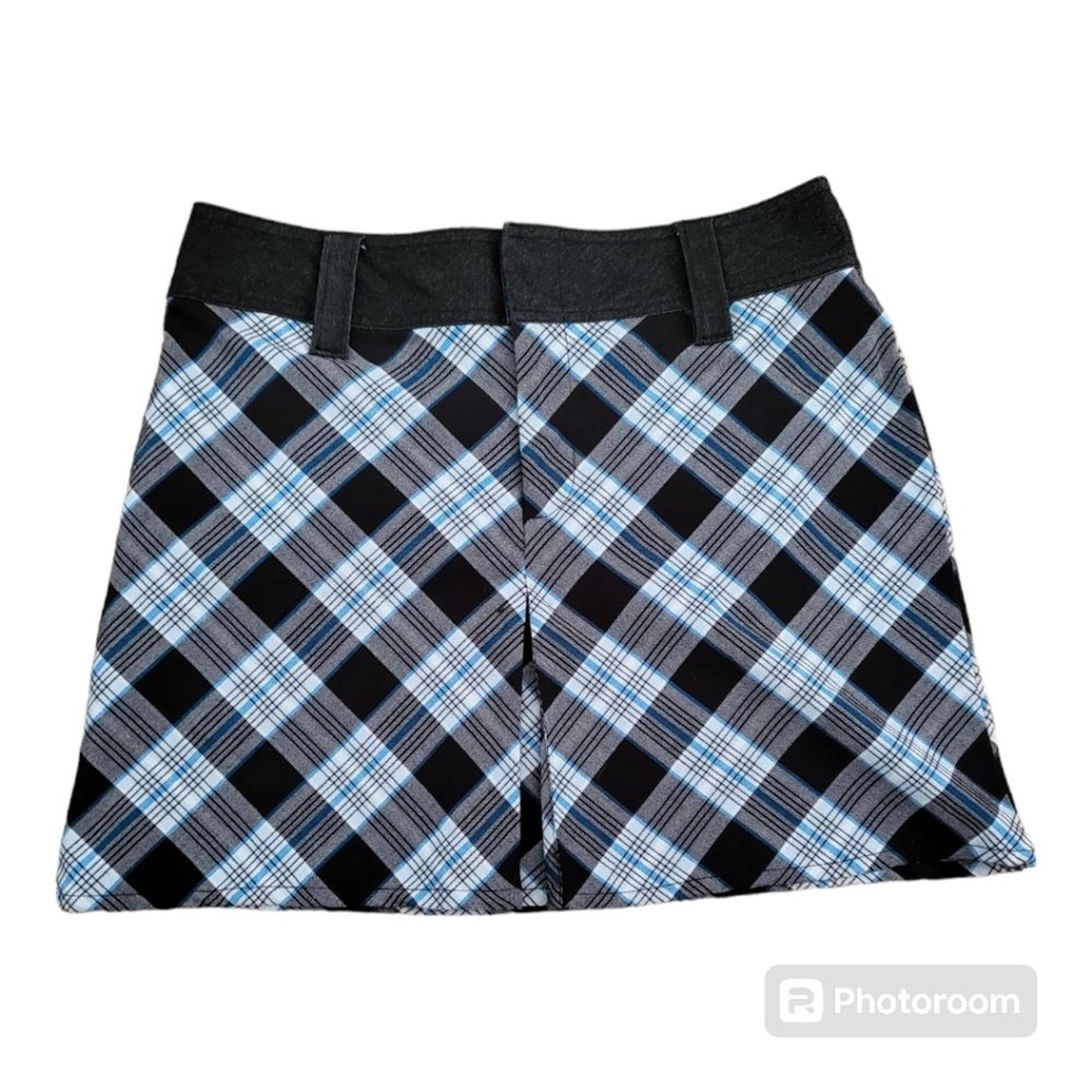Vintage y2k route 66 mini plaid skirt