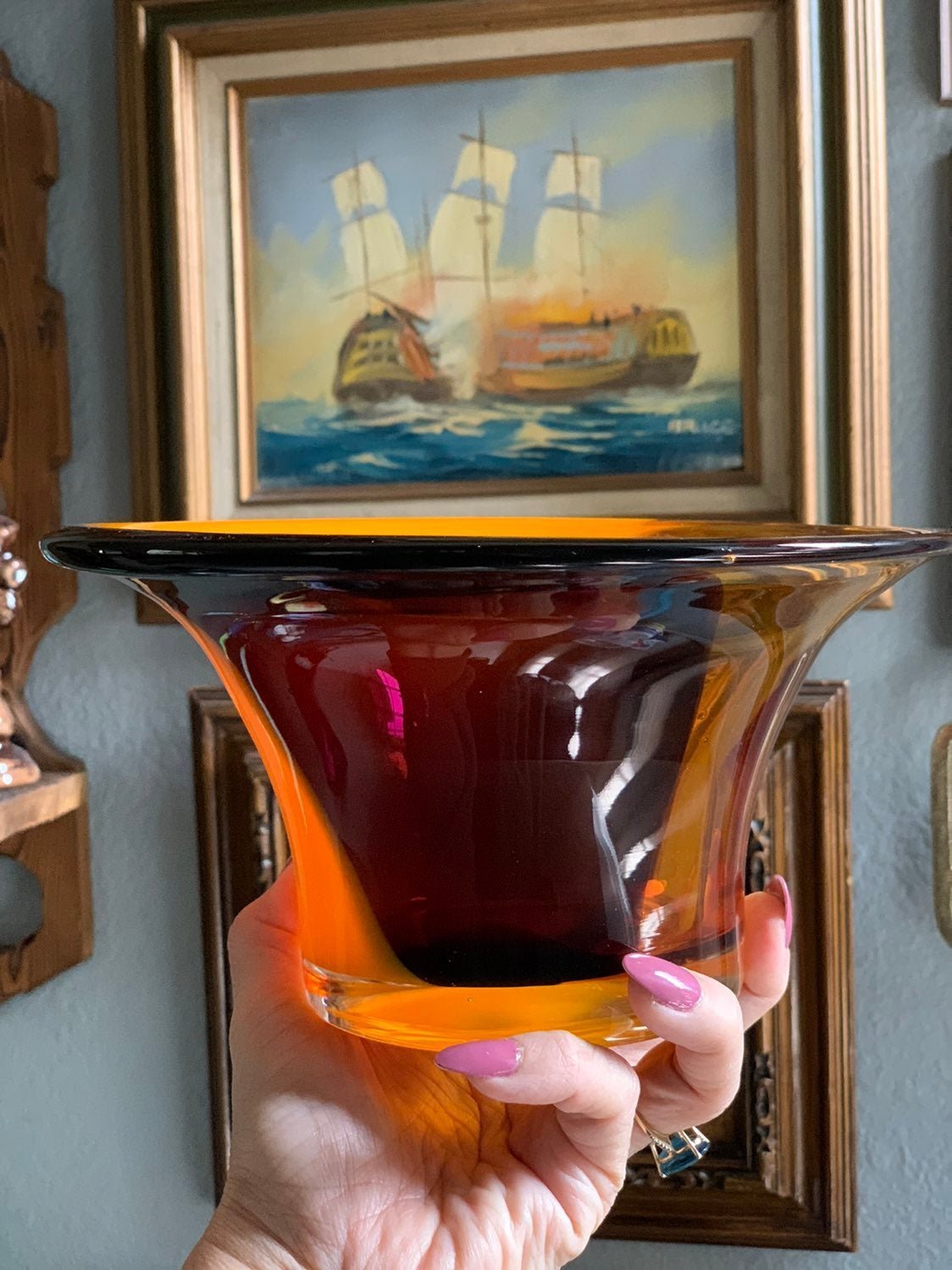 Mid Century Teleflora Orange/Brown Flower Vase