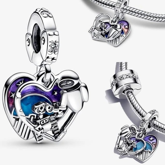 Disney Pixar Wall E and Eva Charm fits Pandora