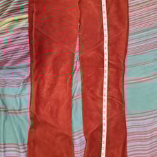 Red leather suede pants
