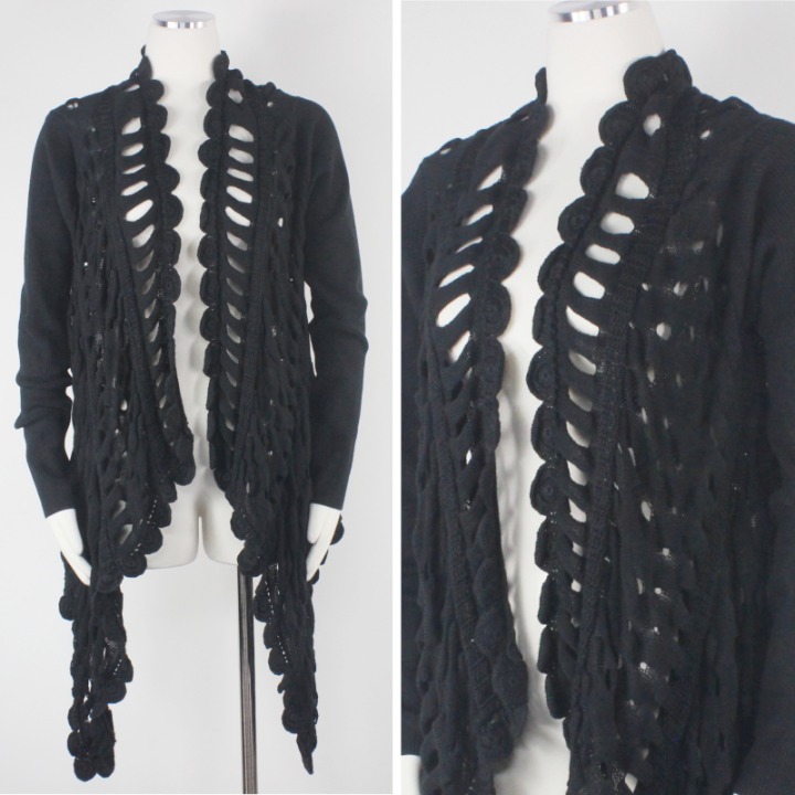 Malandrino Cardigan Crochet Black Chunky