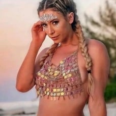 NEW Women's Reflective Disc Chainmail Breastplate Rave Top Size S/M