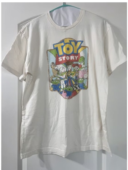 Disney Toy Story Short Sleeve Graphic T-Shirt Cream Size XL Unisex Retro