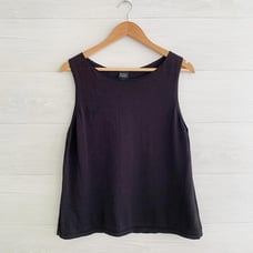 Eileen Fisher - Black nylon cotton sleeveless knit sweater, XL