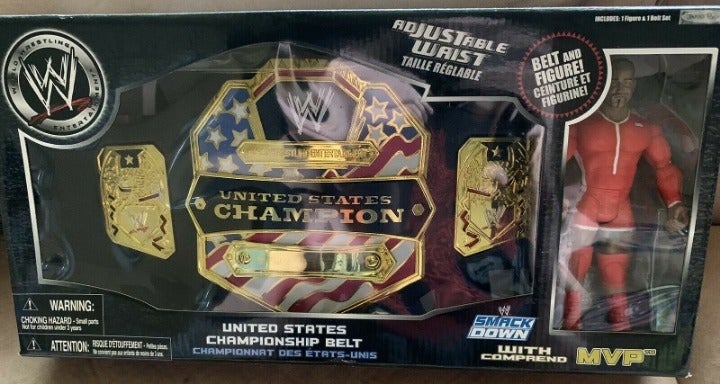 WWE Jakks Wrestling US United States Championship Belt with MVP Figure
