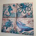 Bathroom Wall Art Beach Decor Ocean Sea Turtle Octopus Canvas Pictures