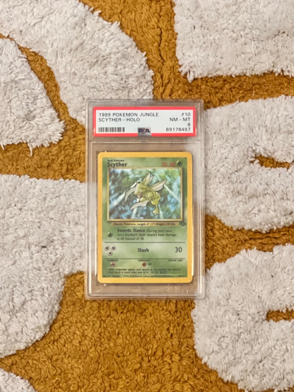 1999 POKEMON JUNGLE 26/64 SCYTHER CARD #26 PSA 8 NEAR MINT-MINT RARE NON-HOLO