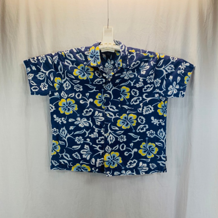 Vtg Hawaiian Floral Men’s Blue Shirt XL