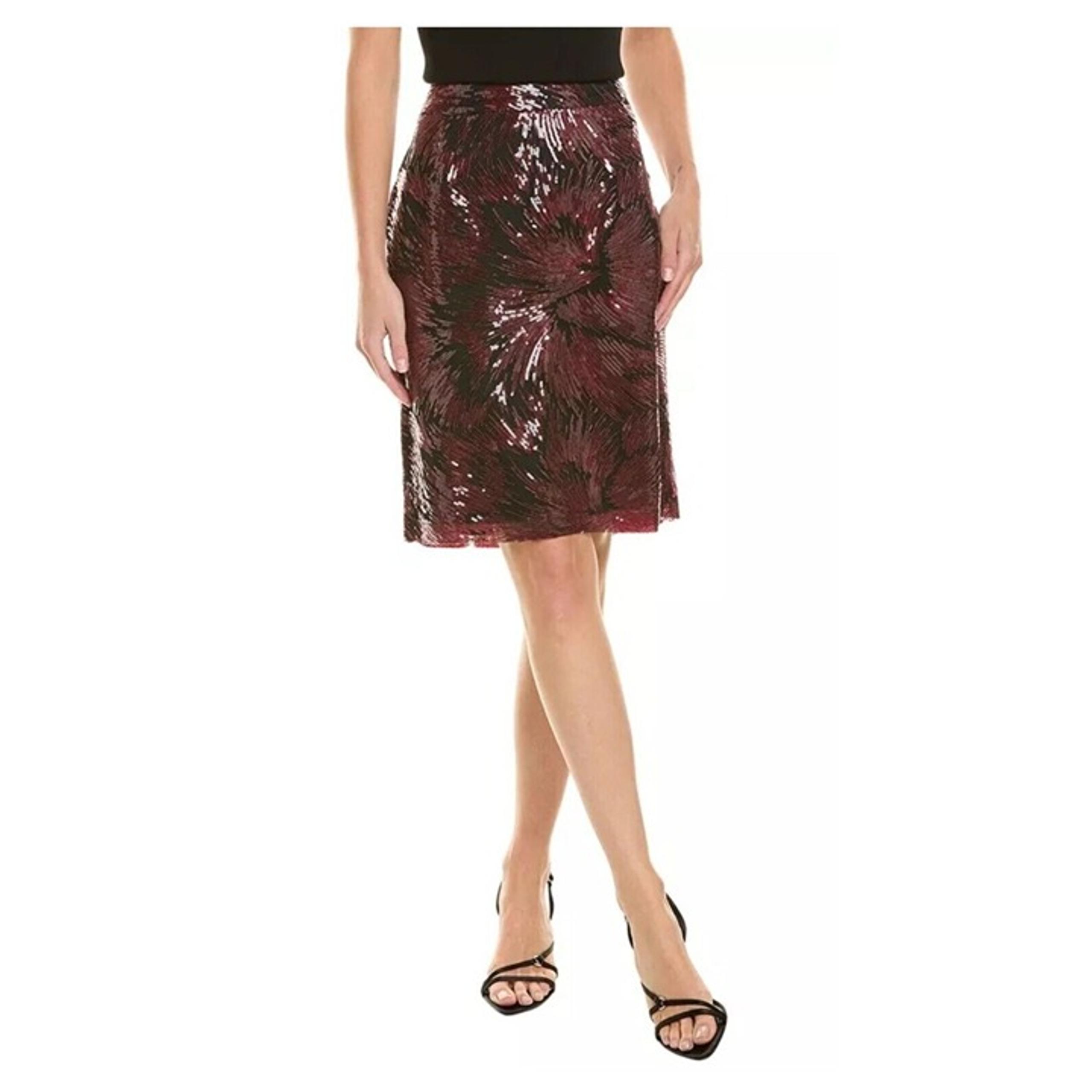 Nannette Nanette Lepore Women's Sequin Mini Skirt Maroon Size M