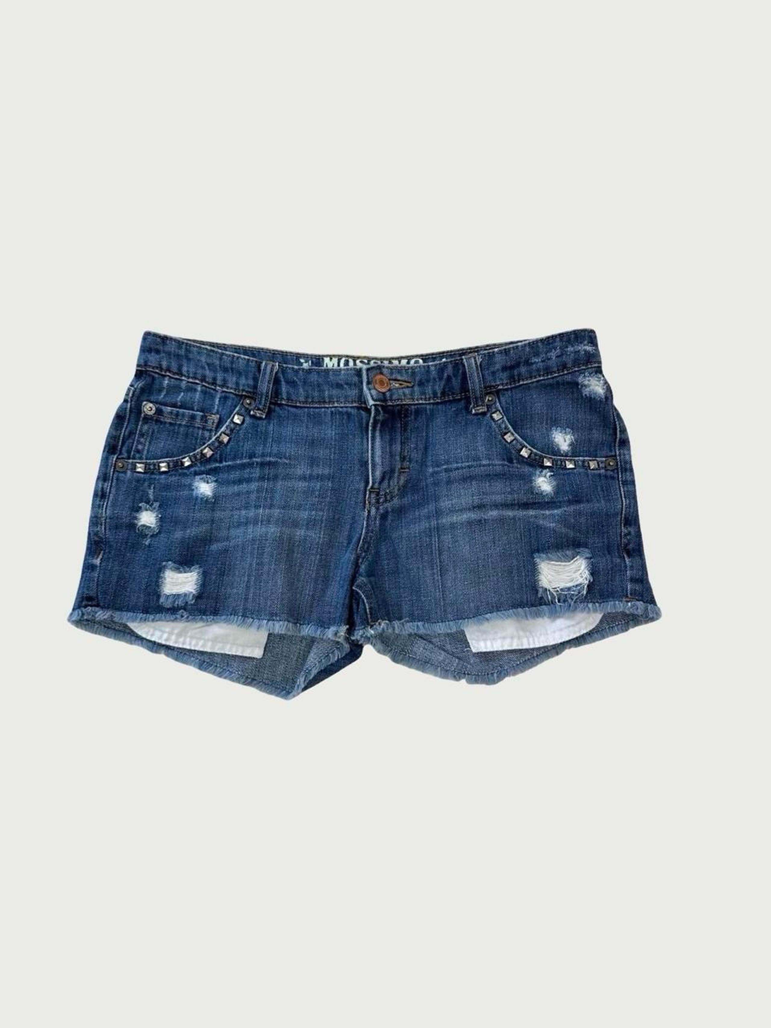 Low Rise Studded Jean Shorts