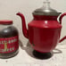 Vintage Antique Collectible Pyrex enamelware coffee pot percolator red