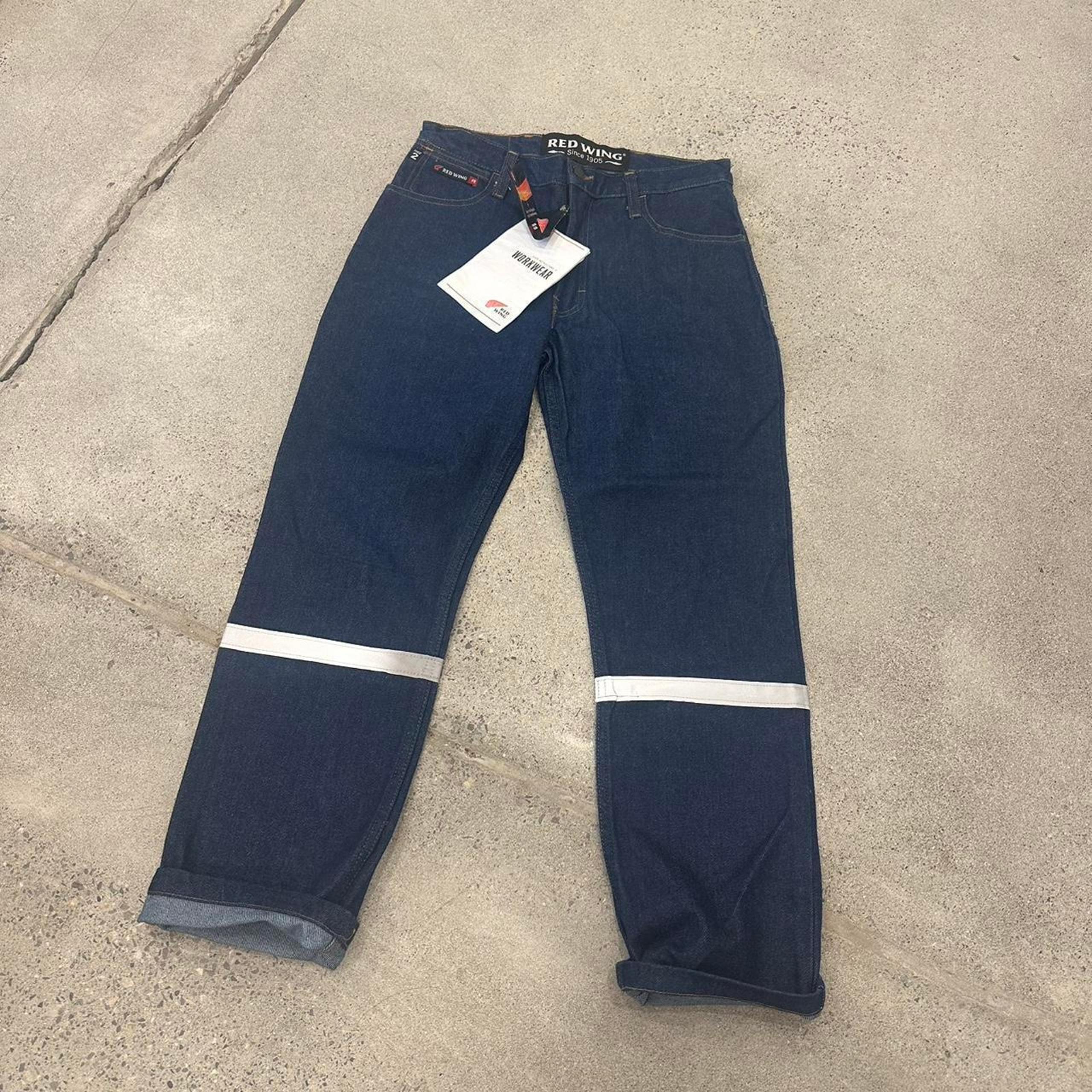 Red Wing Men's 30X30 Jeans Blue Straight Leg Denim Flame Resistant Stripe NWT