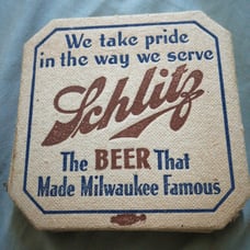 Set of 7 Milwaukee schlitz coaster
