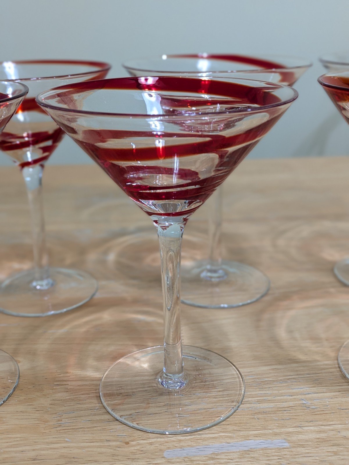 Red Swirl Martini Glasses (7) Cocktail Glasses Red Ribbon Swirl Design