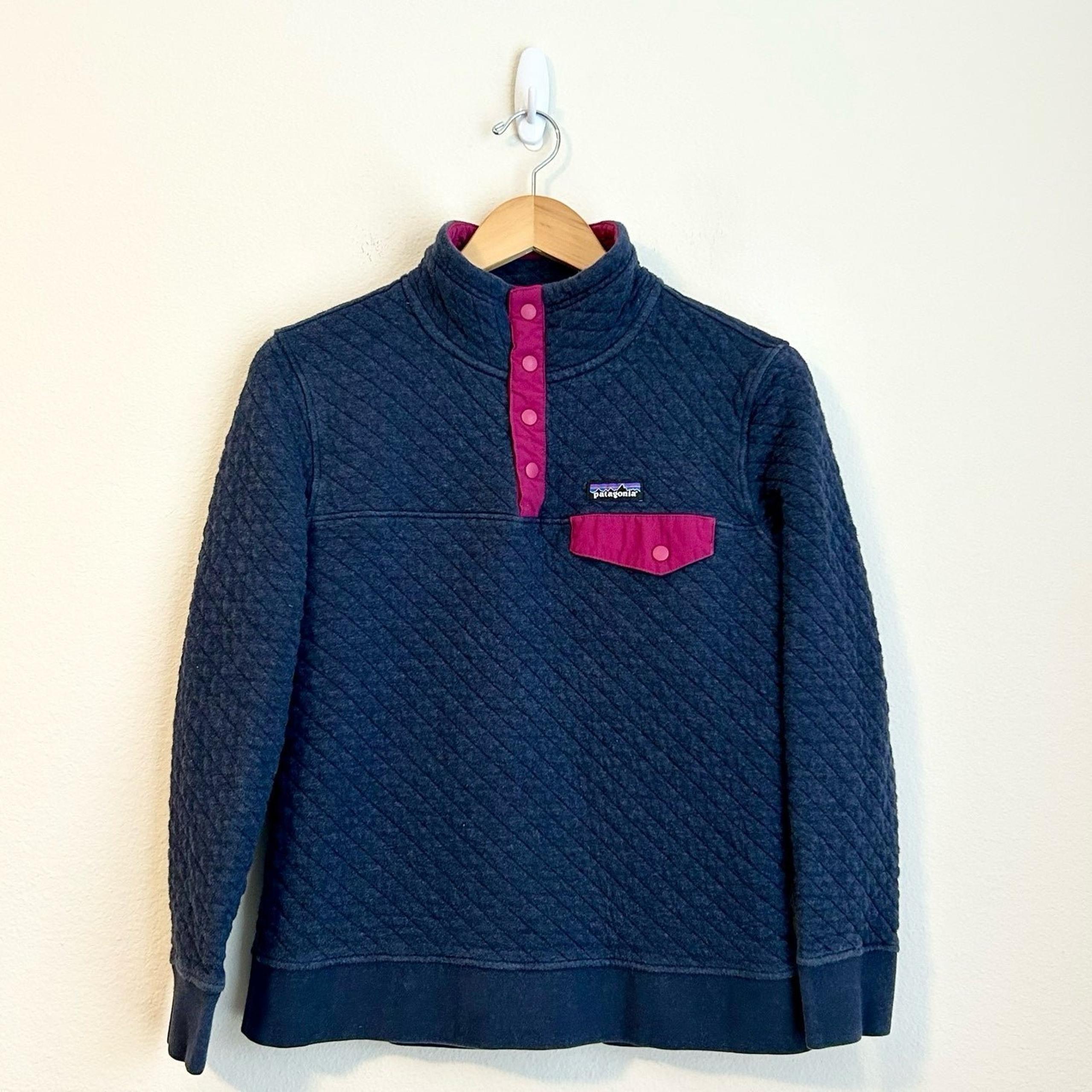 Patagonia Women's Organic Cotton Quilted Snap-T Pullover Jacket Navy Blue, S