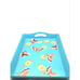 Gorgeous Handpainted Teal Wooden Serving Trays Featuring Butterflies Handles