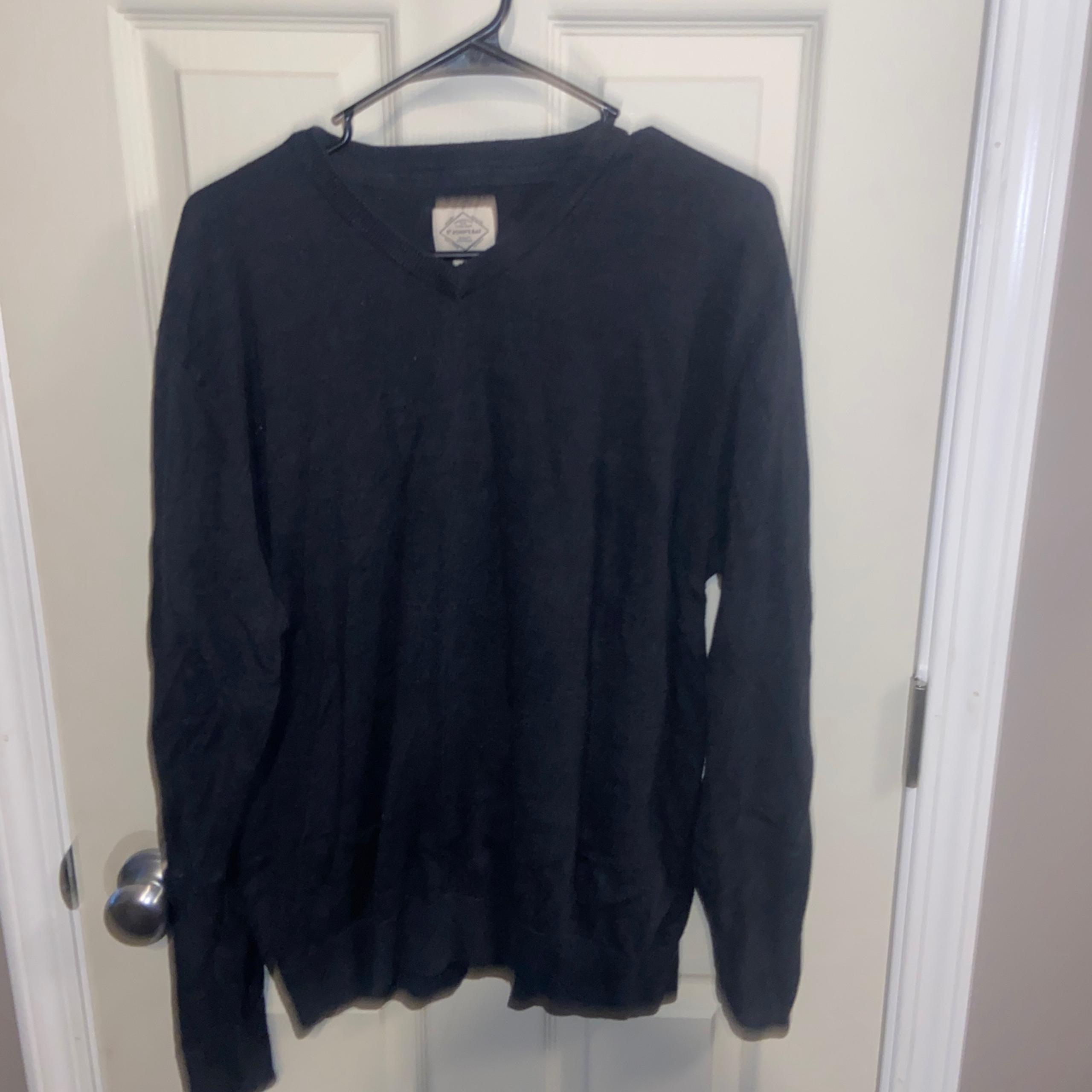 St John's Bay Mens Long Sleeve V Neck Cotton Pullover Sweater Charcoal Heather L