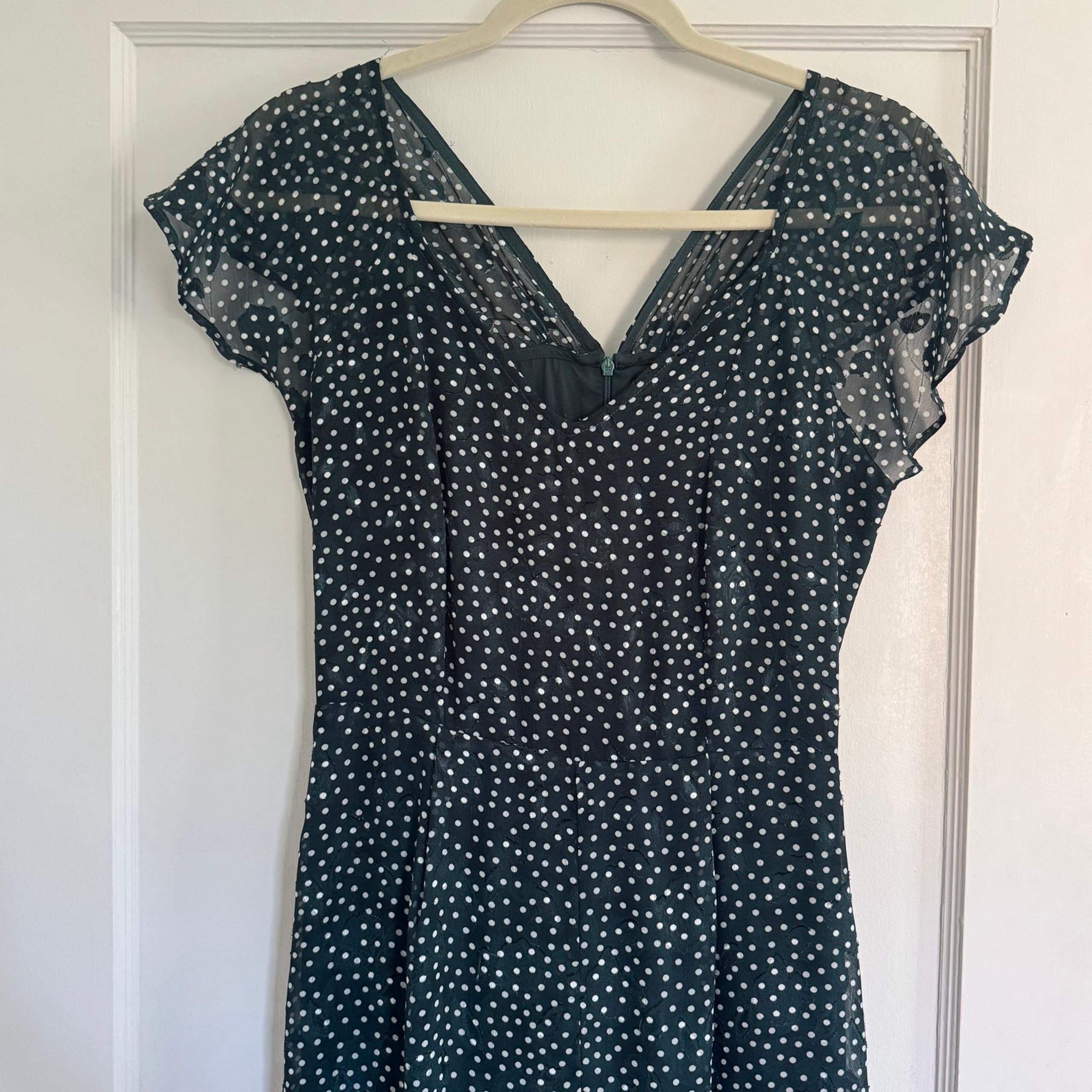 Poetry Jumpsuit Green White Flutter Sleeve Size 8