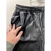 Avec Les Filles Faisa Faux Leather Joggers Black Drawstring Pants size Medium