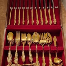 Vintage Estia G.P. Korea 65pc Pierced Rose Gold Electroplated Flatware Serves 12