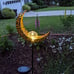 Moon Solar Garden Lights Outdoor Stakes, Waterproof Crackle Glass Metal