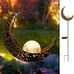 Moon Solar Garden Lights Outdoor Stakes, Waterproof Crackle Glass Metal
