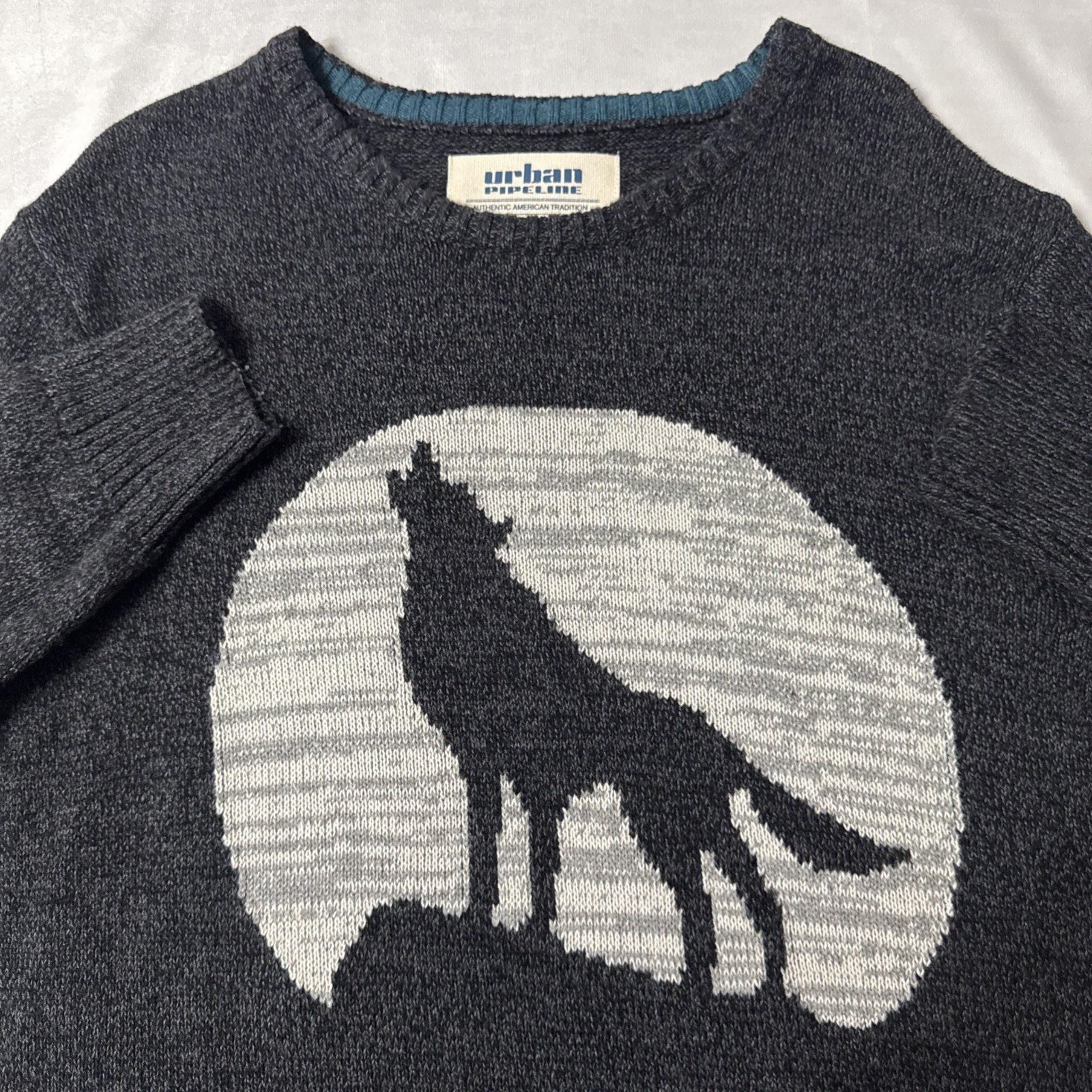 Urban Pipeline Sweater Men's XX-Large Gray Howling Wolf Thick Knit Pullover