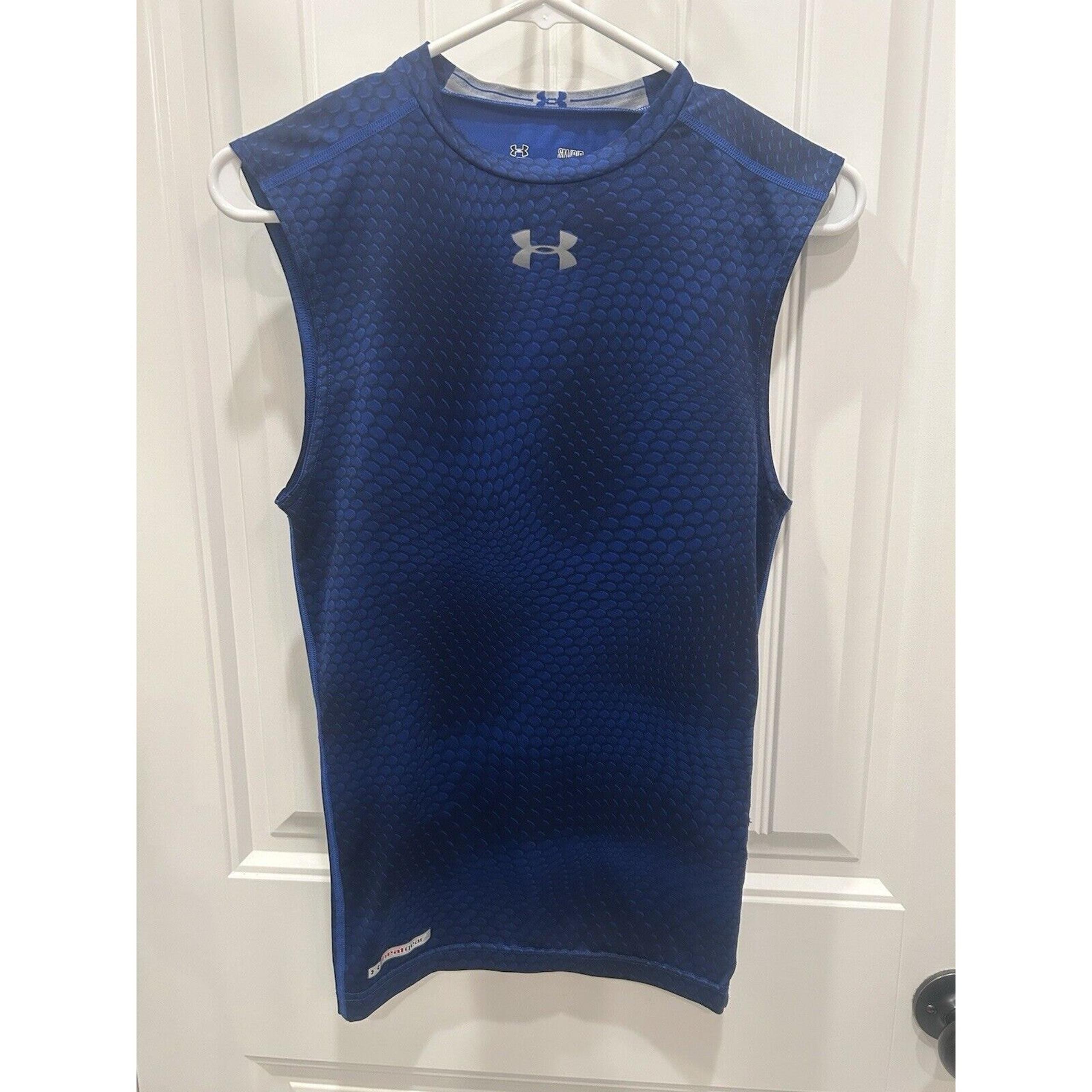 Under Armour Compression Tank Mens Small Blue Heat Gear Performance Stretch NWOT