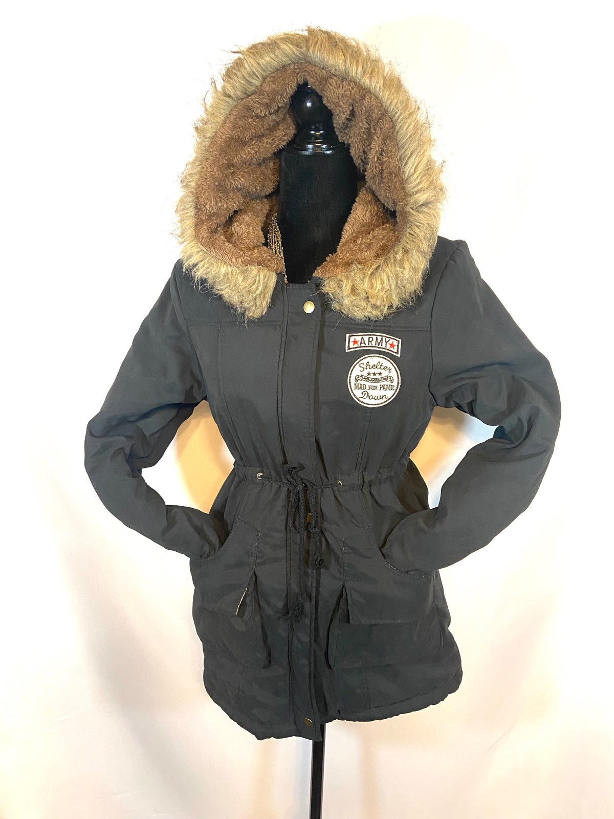 Womens Warm Long Coat Fur Fleece Hooded Jacket Zip Up Winter Parka Coats Outwear