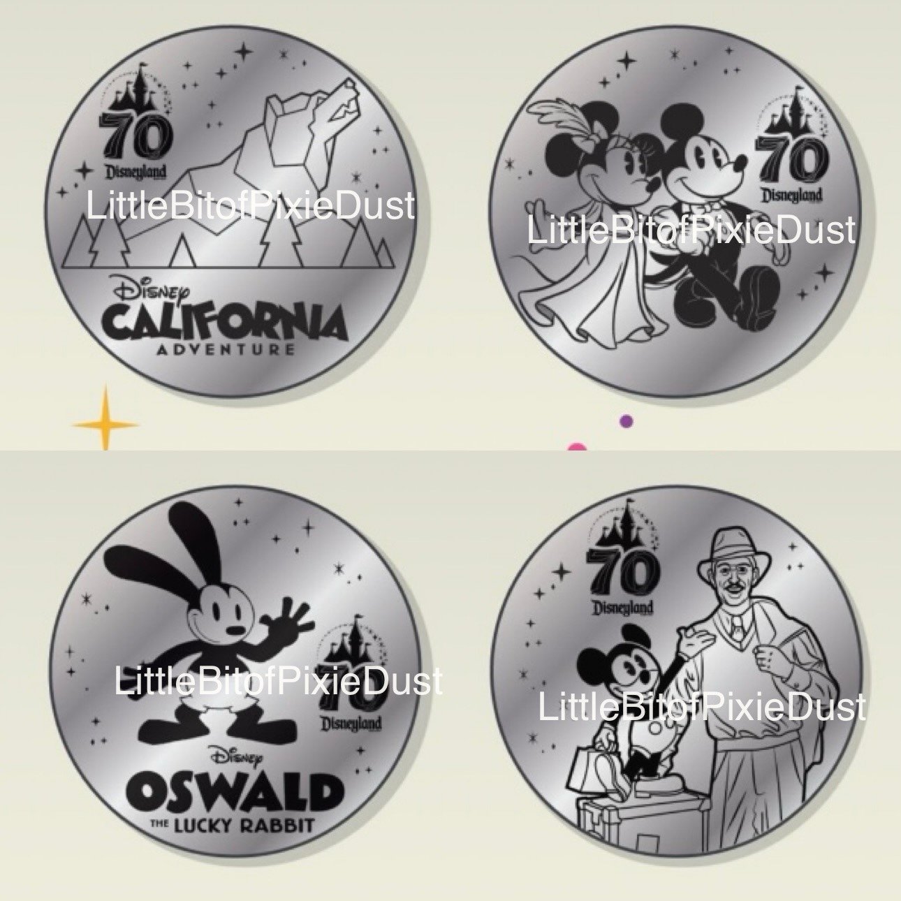 Disneyland 70th Anniversary collection medallions - Disney California Adventure