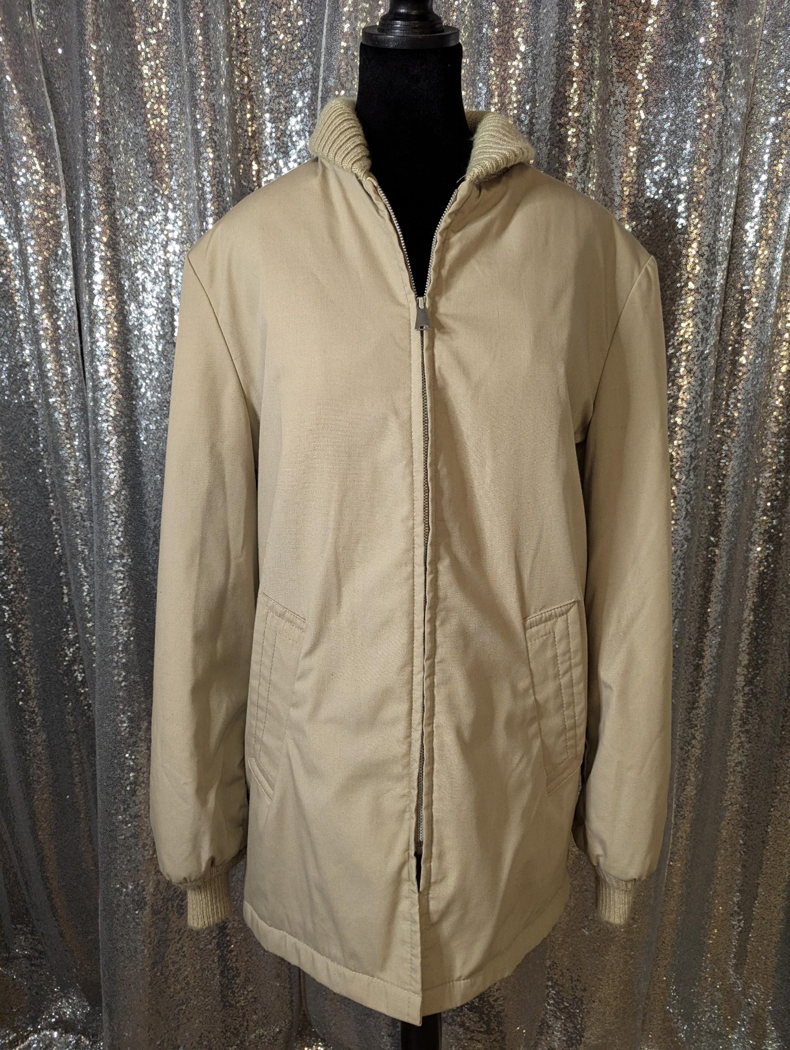 Khaki Colored 70s Vintage Fur Lined Seats Bomber Jacket Men's M