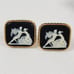 Rare Dante Incolay Stone cufflinks Roman God Apollo & Calliope Black White Gold