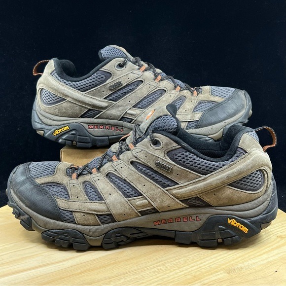 Merrell Men Moab 2 Waterproof Hiking Shoes Walnut Suede, Leather & Mesh Size 12