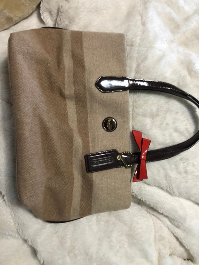 Coach wool bag brown with redbow