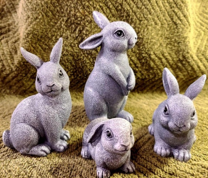 4 pack Bunny Garden Decor Outdoor Statues: Rabbit Figurines for Easter Ornaments