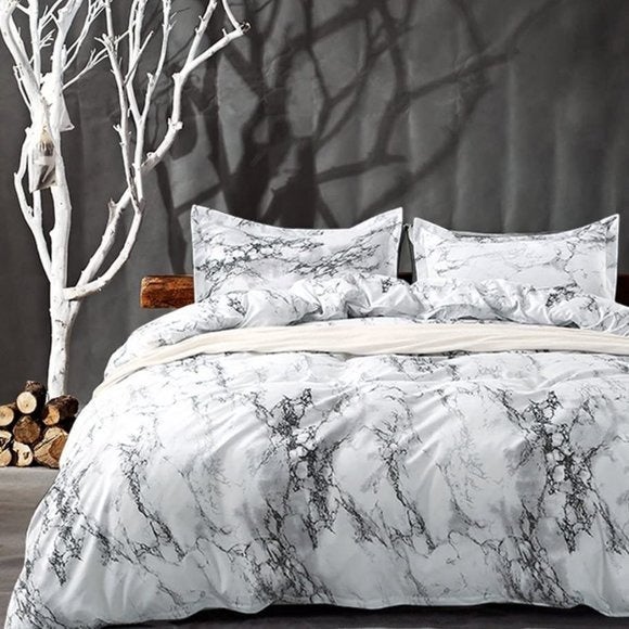 ~ 3 pcs Queen Marble Bedding Duvet Cover